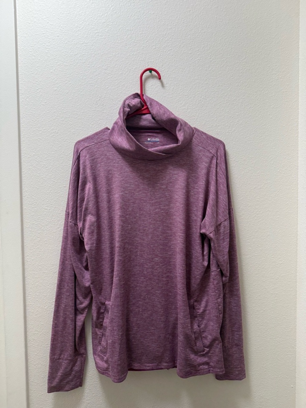 Columbia Heathered Mauve/Purple Long Sleeve Funnel Neck Top